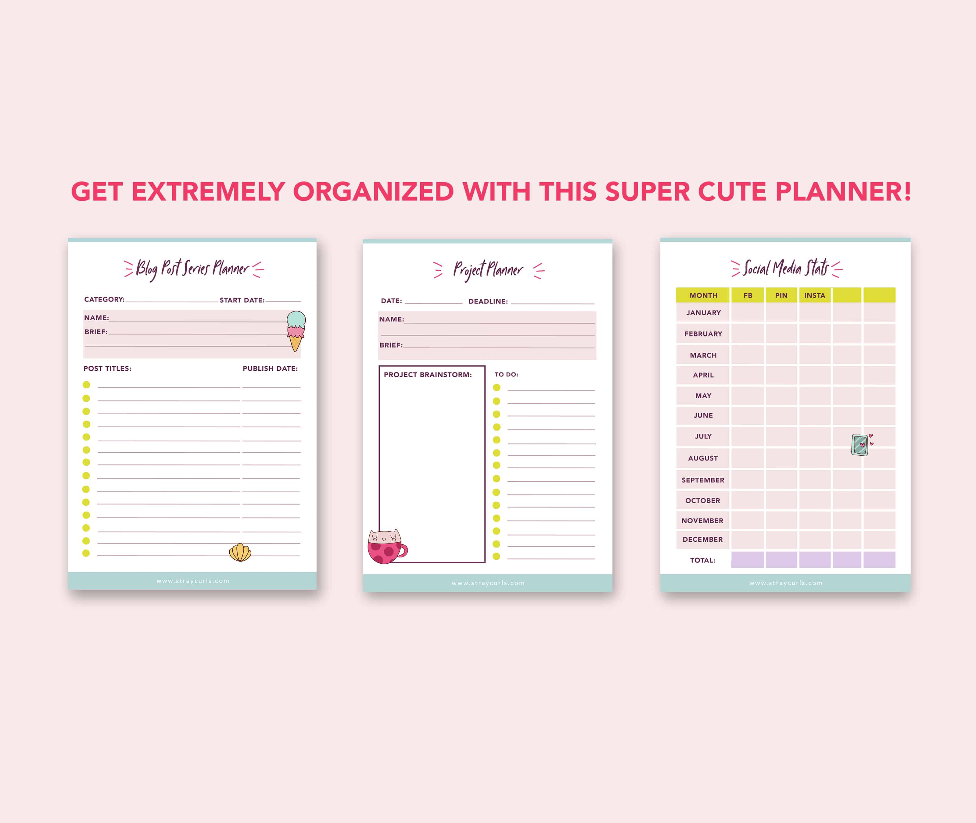 You can use my Blog Planner which consists of 45 pages to plan your Blog to keep track of all your blogging activities.