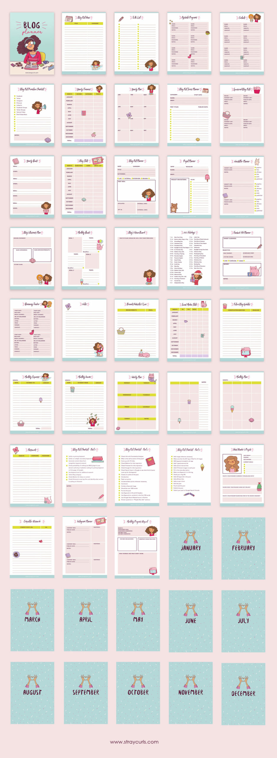 50 pages blog planner